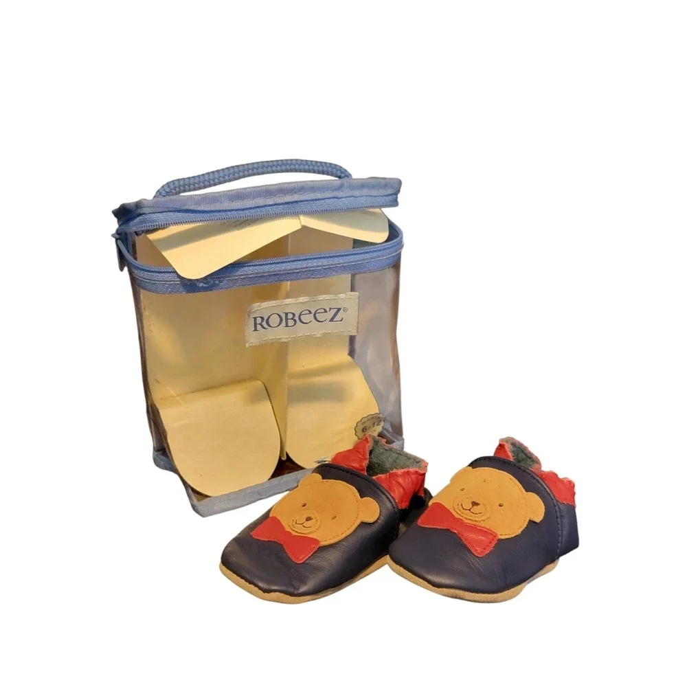 Robeez Baby Boy‎ Classic Moccasin Bear Crib Shoes NWT 6-12M